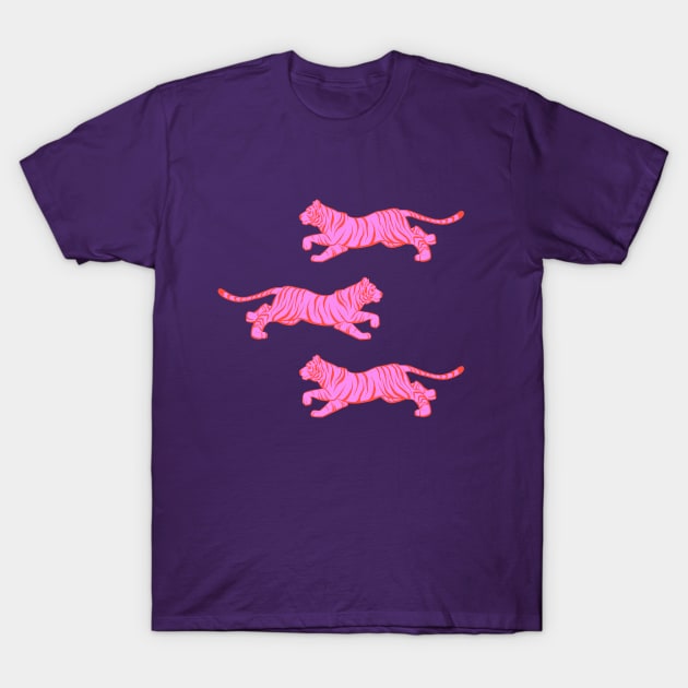 Hot Pink Tiger Trio T-Shirt by Carabara Designs